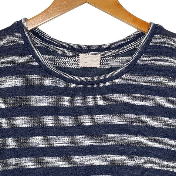ANTHROPOLOGIE Postmark Women’s Blue Striped Pullover Peplum Knit Top - Picture 3 of 4